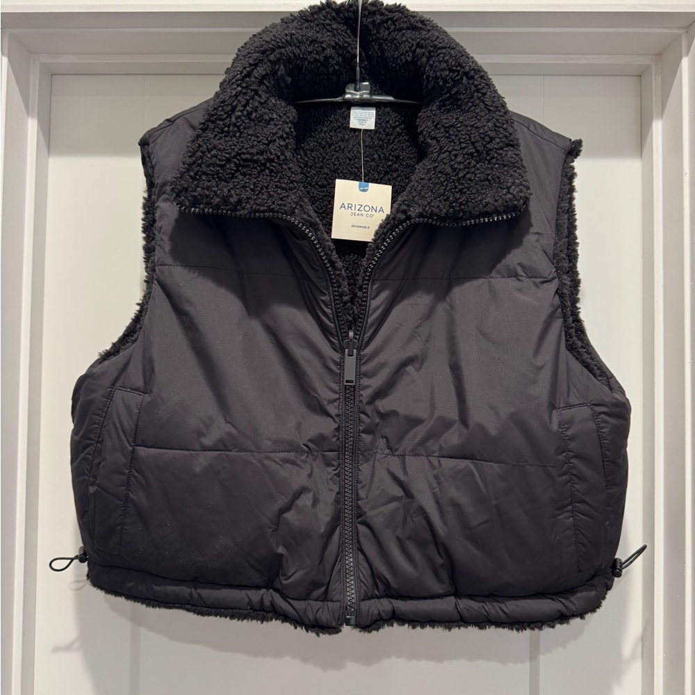 Arizona Jean Co. Black Puffer Vest Reversible ~ New With Tags